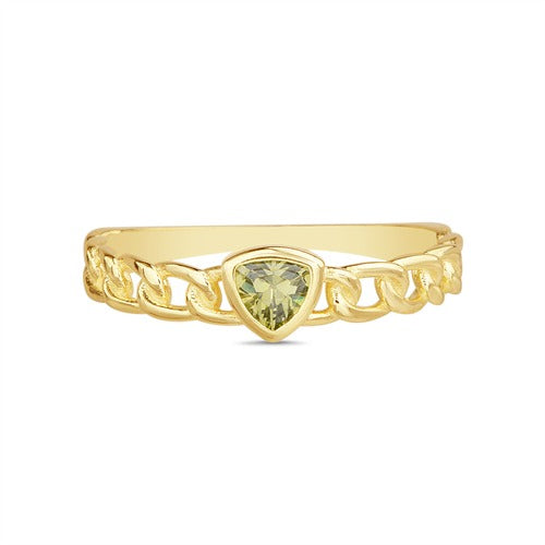 Anillo de cadena con triángulo verde