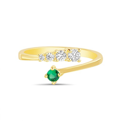 Anillo girado con cuatro zirconias y zirconia verde