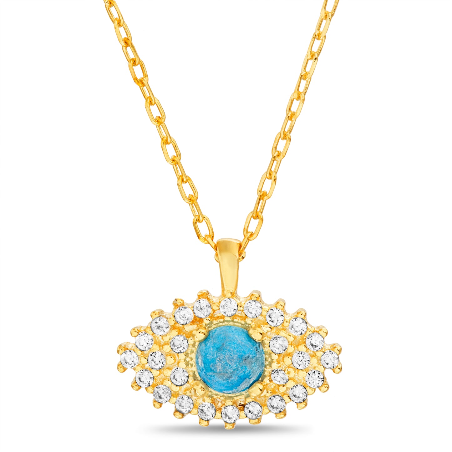 Collar dorado ojo turco celeste con zirconias