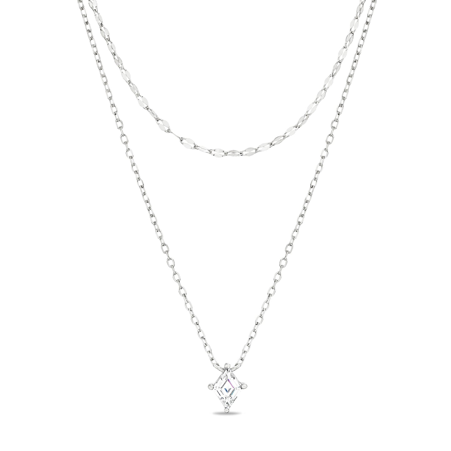 Collar plateado doble con zirconia en diamante