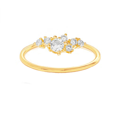 Anillo de cluster de zirconias dorado