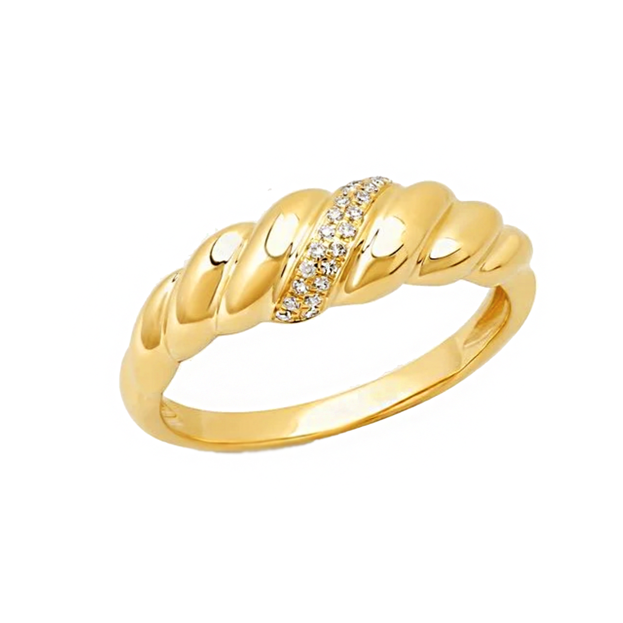 Anillo croissant con línea de zirconias dorado