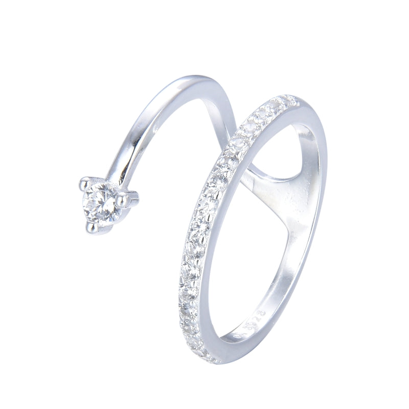 Anillo argolla zirconia y argolla lisa con zirconia en la punta plateado