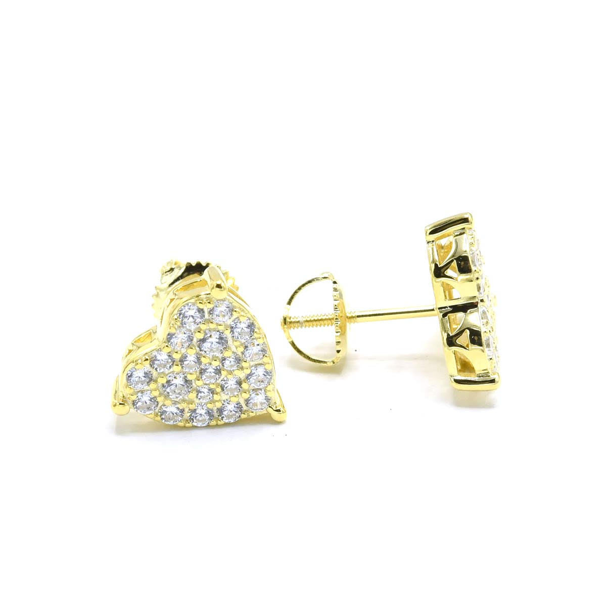 Aretes corazon grande zirconia dorados